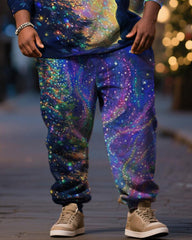 Big & Tall Men's Magic Star Black Cat Print Hoodie Set