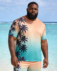 Big & Tall Men's Coconut Grove Gradient Print Round Neck Short Sleeve T-Shirt Shorts Set