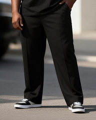 Big & Tall Men's "GOD DON'T PLAY" Printed Zipper Polo Short Sleeve Pants Set