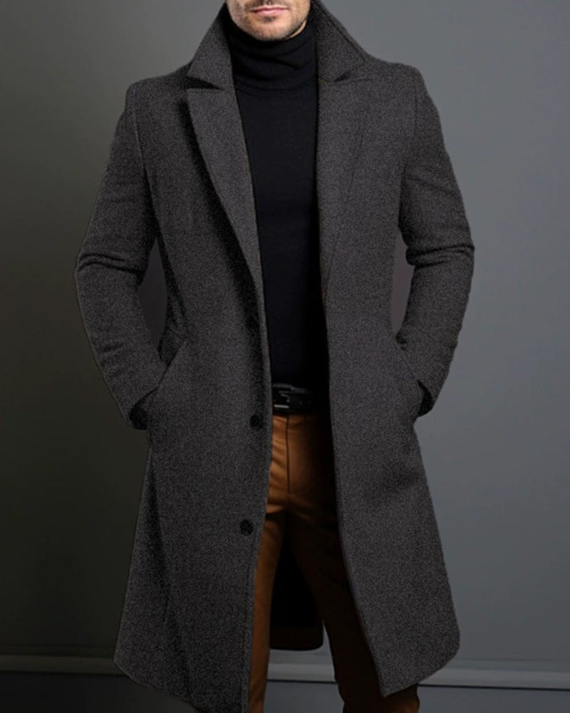 Big & Tall Men's Solid Color Lapel Single-breasted Coat M-5XL