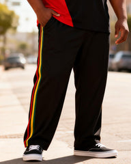 Big & Tall Men's Pan-African Contrast Patchwork Printed T-Shirt Pants Set