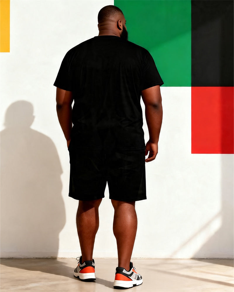 Big & Tall Men's Juneteenth Break Free Chain Fist Printed Crewneck Short Sleeve T-Shirt Shorts Set