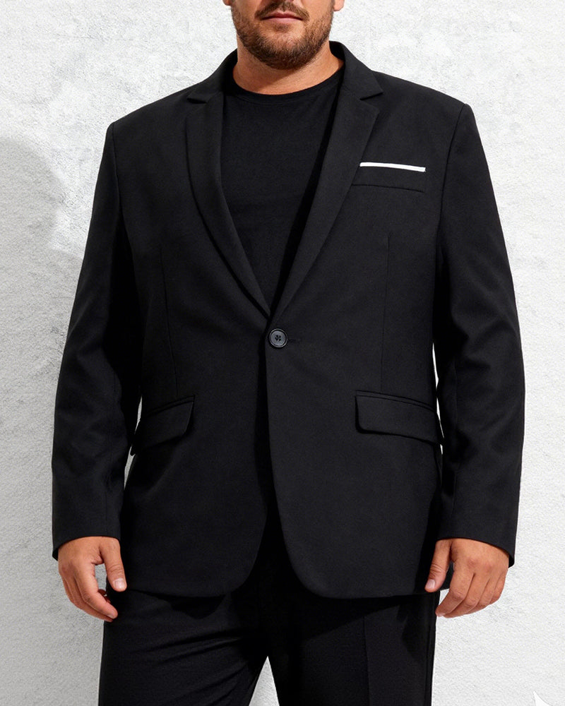 Big & Tall Men's Casual Slim Fit Single Row One Button Suit Jacket M-5XL