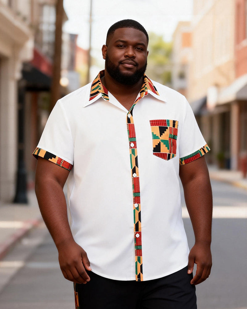 Big & Tall Men's Kent Trim Printed Pocket Short Sleeve Shirt