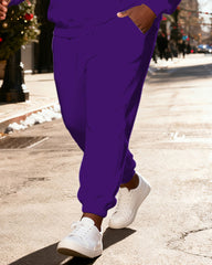 Big & Tall Men's Purple "SNOW WAY SANTA" Snowman Santa Claus Print Hoodie Set