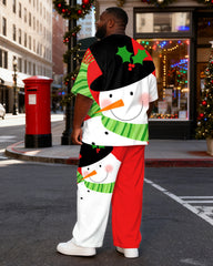 Big & Tall Men's Red Bottom Snowman Printed T-Shirt Pants Set