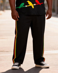 Big & Tall Men's Three Little Birds Reggae Slogan Printed T-Shirt Pants Set