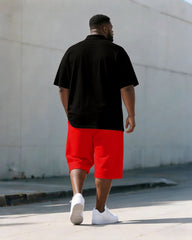 Big & Tall Men's Juneteenth Coconut Reggae Color Print POLO Short Sleeve Shorts Set