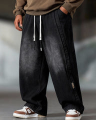 Big & Tall Men's Thickened Loose Straight Denim Pants M-8XL