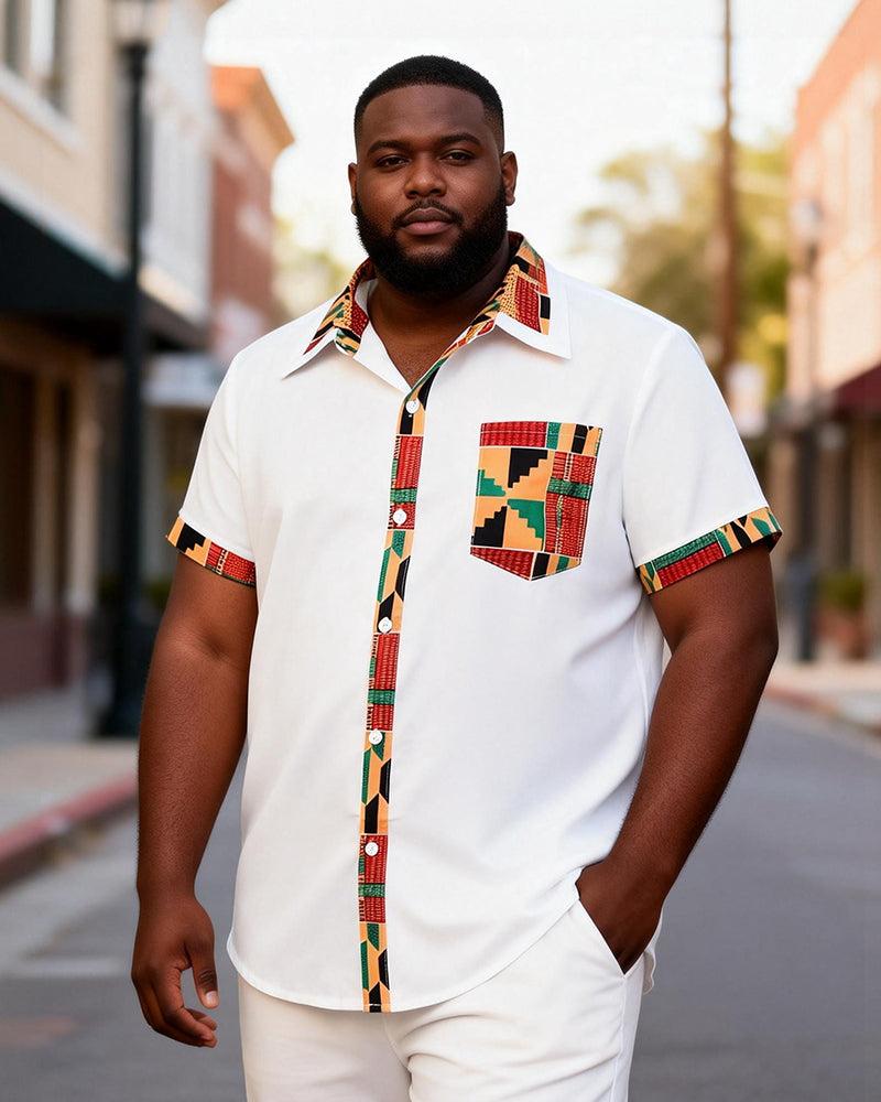 Big & Tall Men's Kent Trim Printed Pocket Short Sleeve Shirt