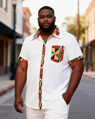 Big & Tall Men's Kent Trim Printed Pocket Short Sleeve Shirt