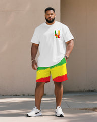 Big & Tall Men' June Festival Celebrates Freedom/Peace/Respect Years Short Sleeve T-Shirt Shorts Set