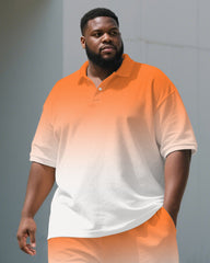 Men's Vibrant Orange Gradient Short Sleeve Polo Shirt Shorts Big & Tall Sets