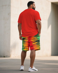 Big & Tall Men’s Juneteenth Ancestral Tribute Celebration Respect/Freedom Short-Sleeve T-Shirt And Shorts Set