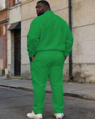 Men's Plus Size Black Day Green & Yellow & Red Ethnic Color Contrast Color BLACK Slogan Printed Long Sleeve Shirt Trousers Business Casual Suit