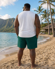 Big & Tall Men's Hawaiian Vacation Chest Large Printed Pattern Vest Shorts Set