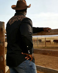 Big & Tall Men's Western Denim Black Long Sleeve Shirt