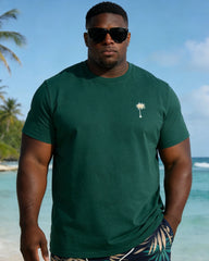 Big & Tall Men's Hawaiian Holiday Leisure Chest Small Printed Short Sleeve T-Shirt Shorts Set