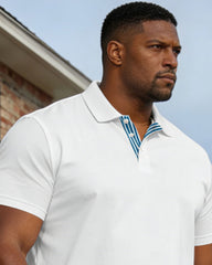 Large Size Men's Spring And Summer Leisure Vacation Light Yellow Neckline, Cuff Features Stitching Business Party Short Sleeve POLO Shirt Shorts Set