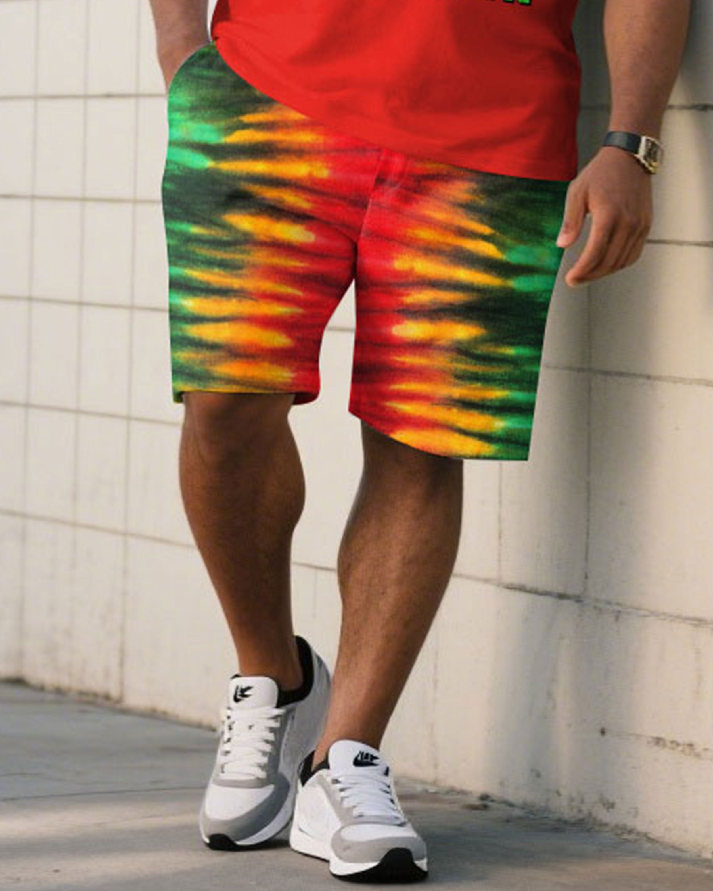 Big & Tall Men’s Juneteenth Ancestral Tribute Celebration Respect/Freedom Short-Sleeve T-Shirt And Shorts Set