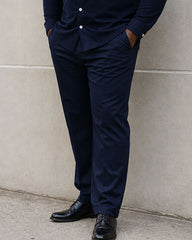 Big & Tall Men's Vintage Pattern Stitching Long Sleeve Shirt Trousers Suit