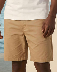 Big & Tall Men's Neckline Features Stitching Khaki Check POLO Short Sleeve Shorts Set