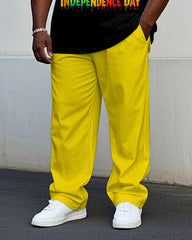 Big Tall June Lion-African Pride Free Short Sleeve T-Shirt Pants Set