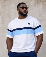 Big & Tall Men's White Simple Casual Contrast Small Label Printed Short Sleeve T-Shirt Shorts Set