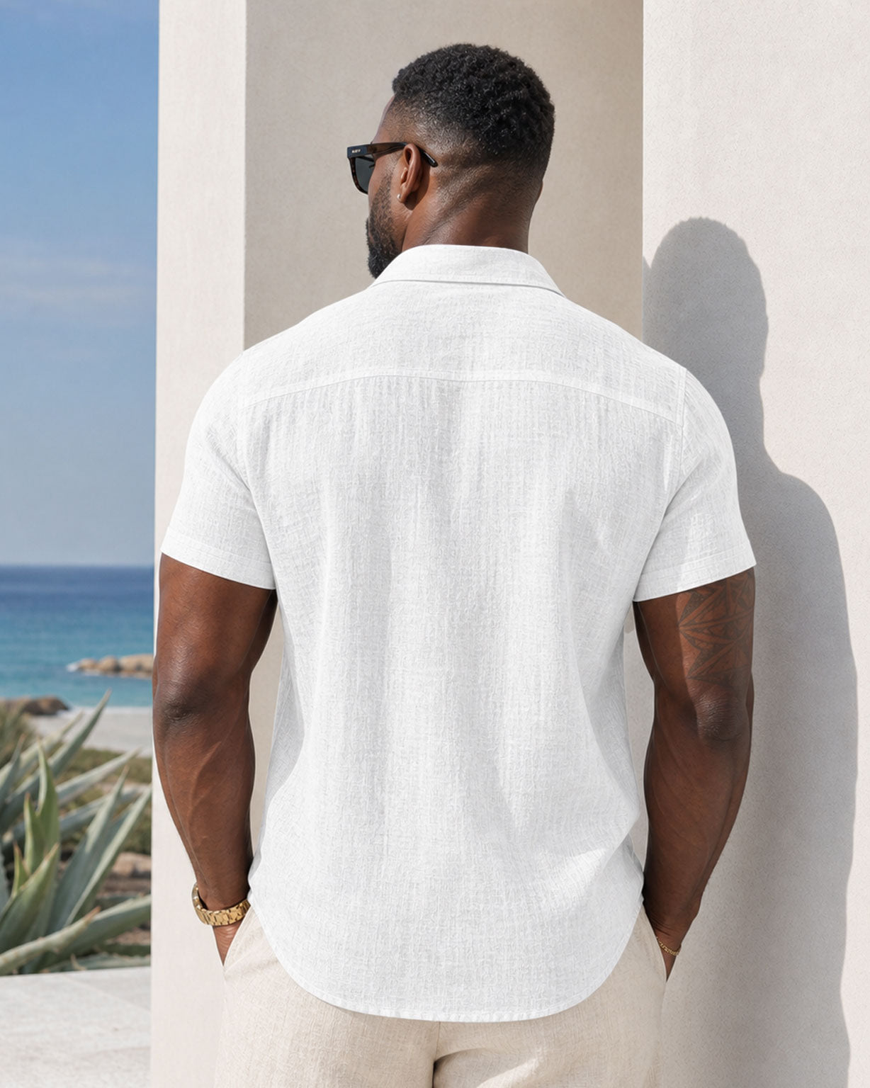 Men's Loose Sweatshirt Cotton Linen Shirt Beach Large Size Men's Short-sleeved Shirt