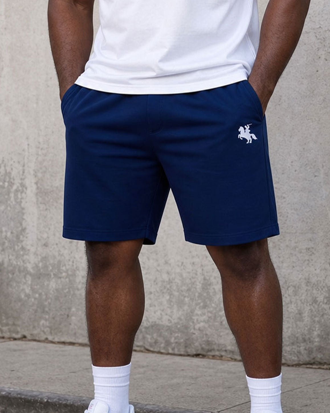 Big & Tall Men's White Simple Casual Contrast Small Label Printed Short Sleeve T-Shirt Shorts Set