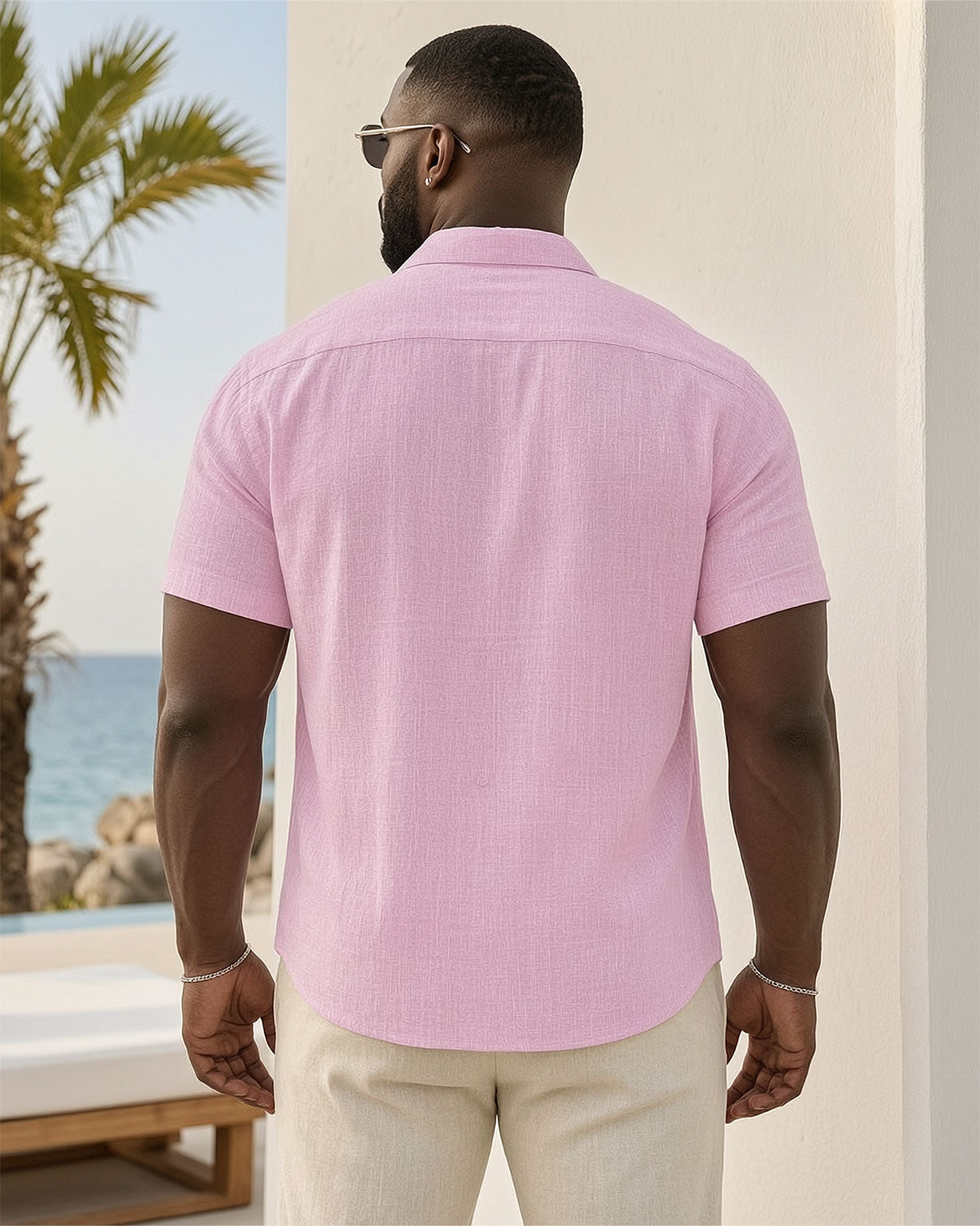 Men's Loose Sweatshirt Cotton Linen Shirt Beach Large Size Men's Short-sleeved Shirt