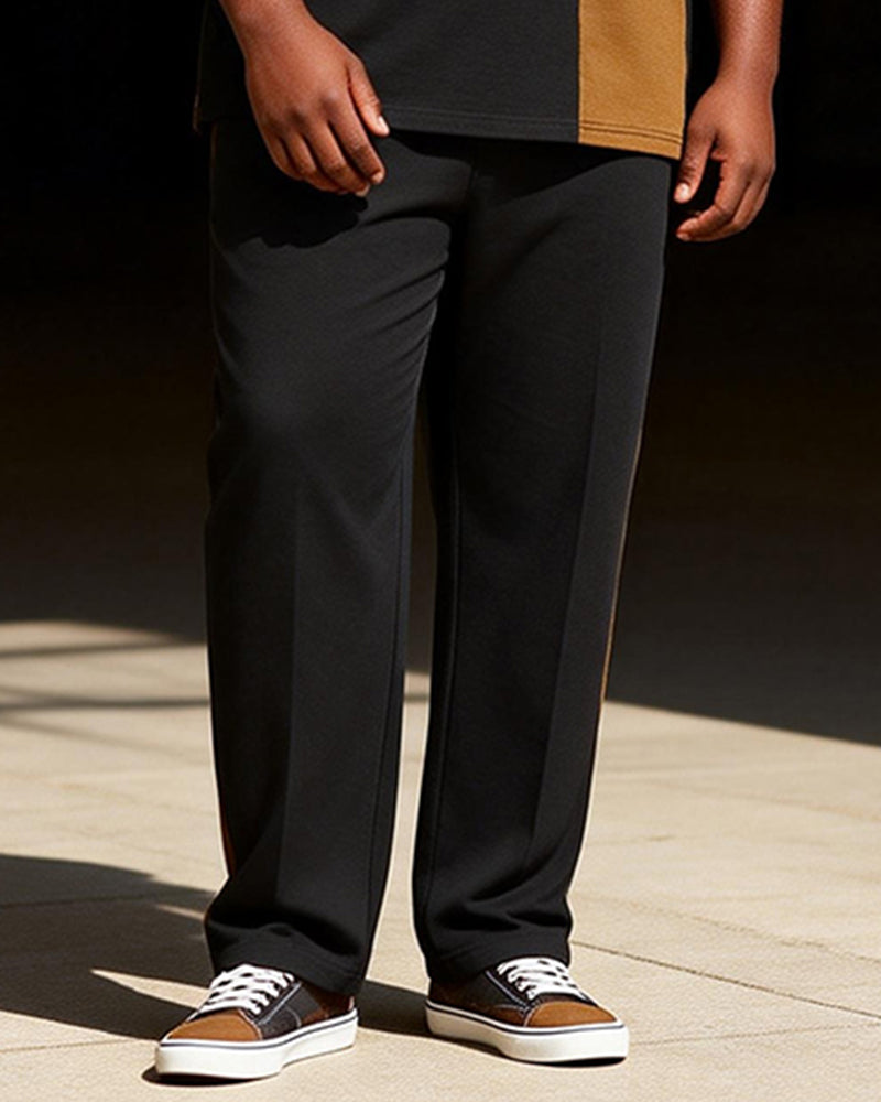 Big & Tall Men's African Totem Patchwork Printed T-Shirt Pants Set