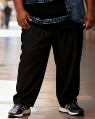 Big & Tall Men's Black And Blue Denim Patchwork Printed T-Shirt Pants Set