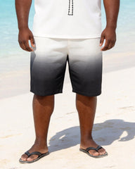 Big & Tall Men's Simple Coconut Tree Gradient Print Crewneck Short-sleeved T-shirt Shorts Set