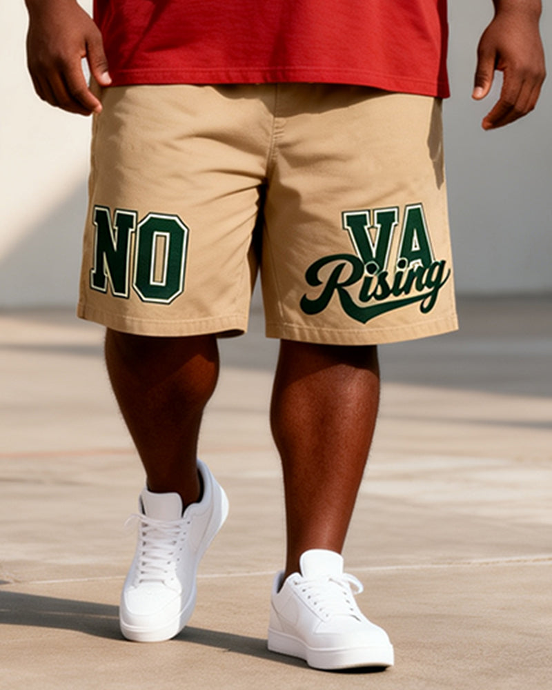Big & Tall Men's NOVA Rising Alphabet Print Round Neck Short Sleeve T-Shirt Shorts Set