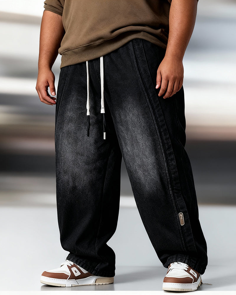 Big & Tall Men's Thickened Loose Straight Denim Pants M-8XL
