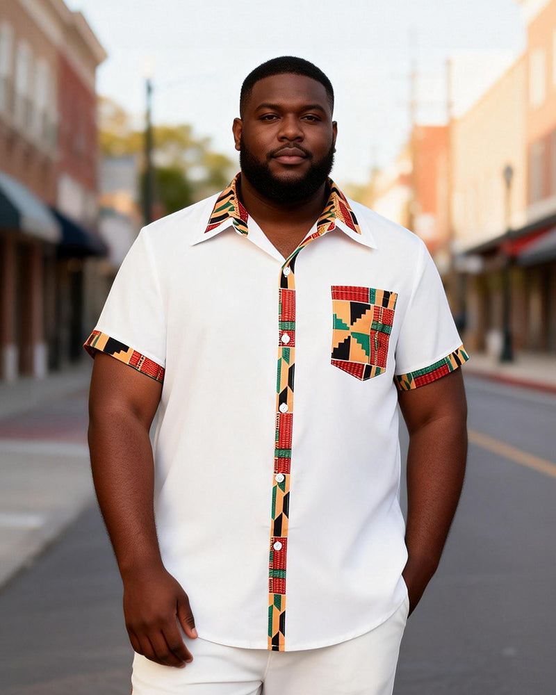 Big & Tall Men's Kent Trim Printed Pocket Short Sleeve Shirt