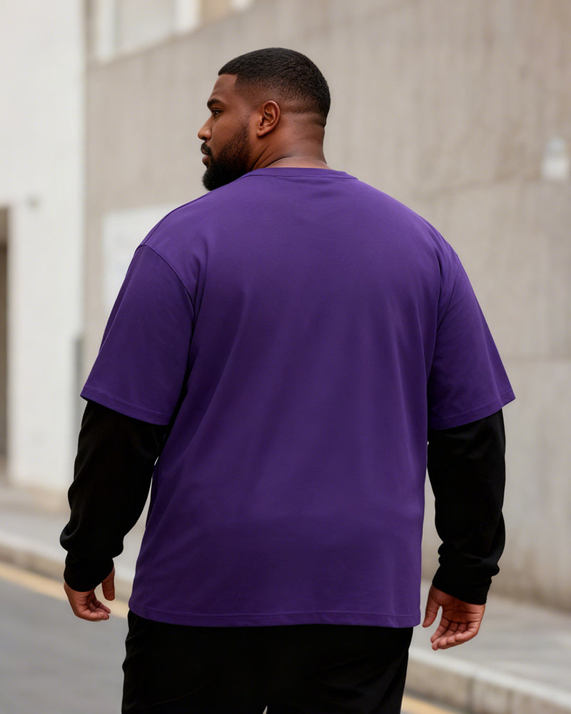 Big & Tall Men's Religious Thorn Head Printed Fake Two Long Sleeve T-Shirts