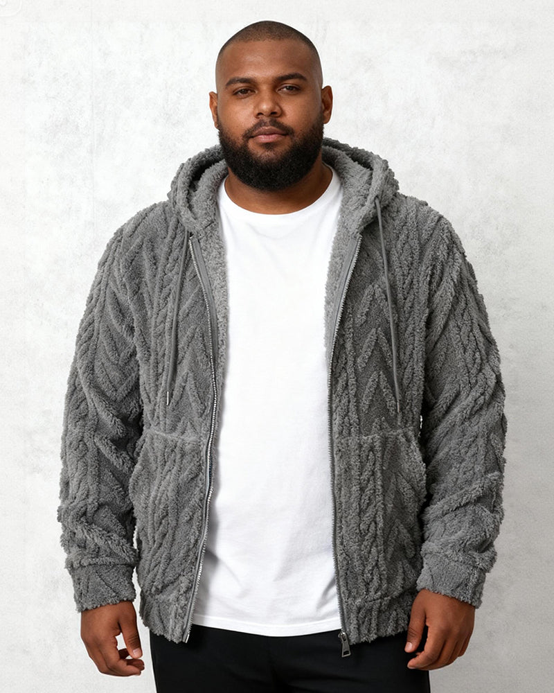 Big & Tall Men's Solid Color Mao Mao Twisted Hooded Jacket S-2XL