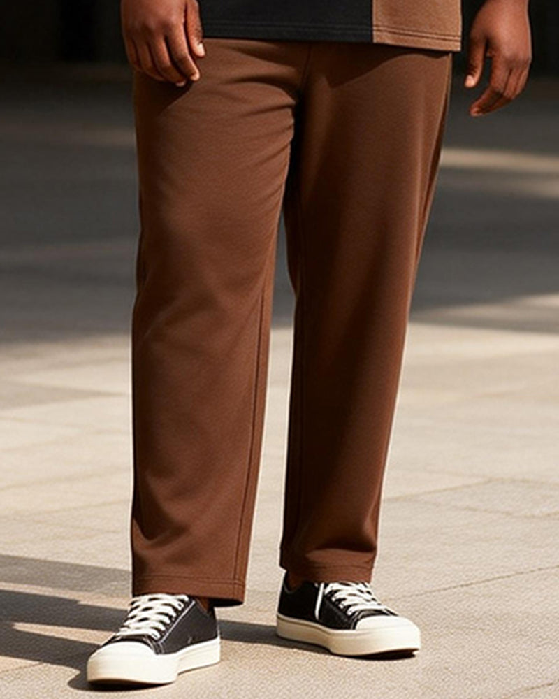 Big & Tall Men's Contrast Patchwork Printed T-Shirt Pants Set