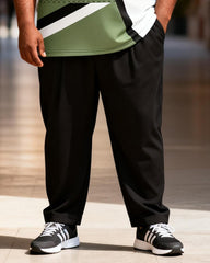 Big & Tall Men's Green Black And White Geometric Contrast Printed T-Shirt Pants Set