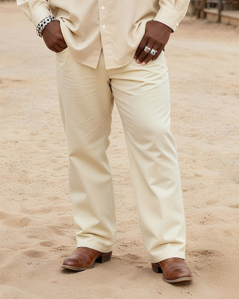 Big & Tall Men's Vintage Navajo Pattern Patchwork Printed Long Sleeve Shirt Pants Set