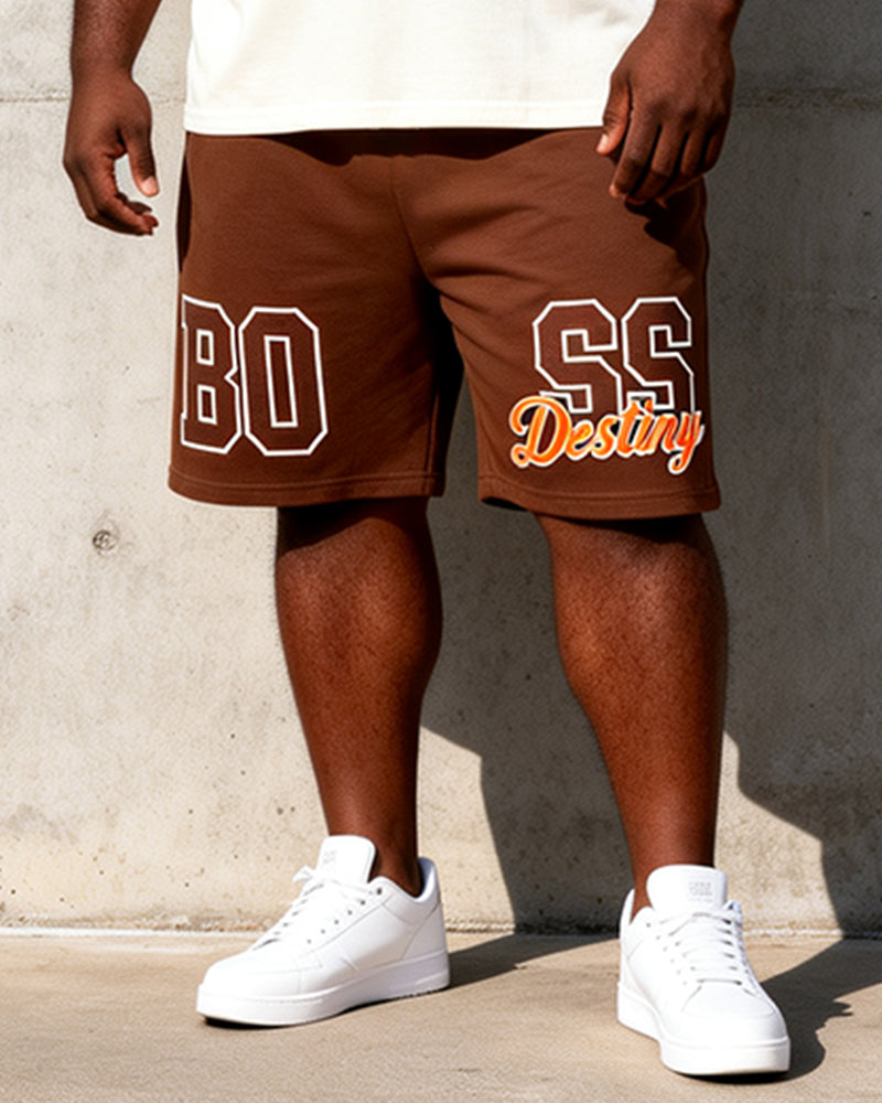 Big & Tall Men's BOSS Destiny Letter Print Round Neck Short Sleeve T-Shirt Shorts Set