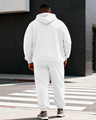 Big & Tall Men's Off-white Side Greek Print Hoodie Set