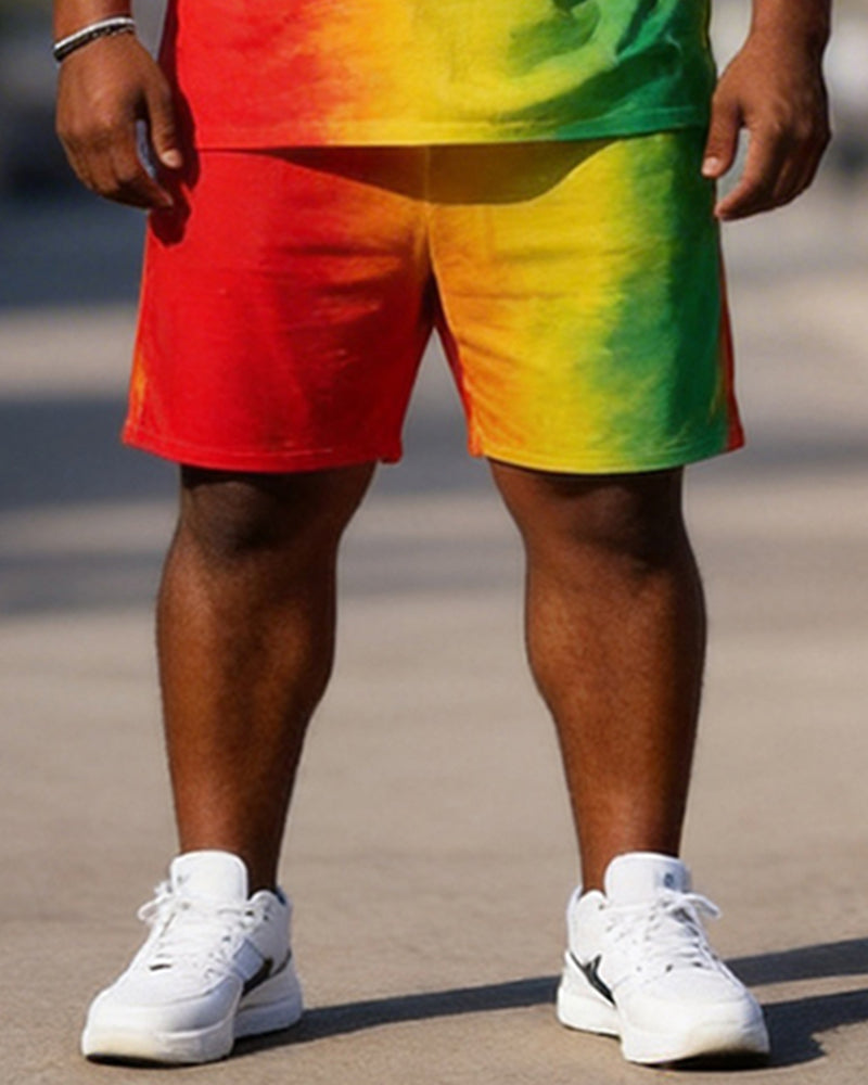 Big & Tall Men's Juneteenth 1865 THEY NOT LIKE US Printing Round Neck Short Sleeve T-shirt Shorts Set