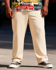 Big & Tall Men's Vintage Graffiti Print Zipper Polo Short Sleeve Pants Set