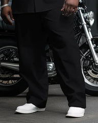 Big & Tall Men's Black And Gold Baroque Print Long Sleeve Shirt Pants Set