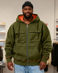 Big & Tall Men's Thickened Zipper Hooded Cardigan S-2XL