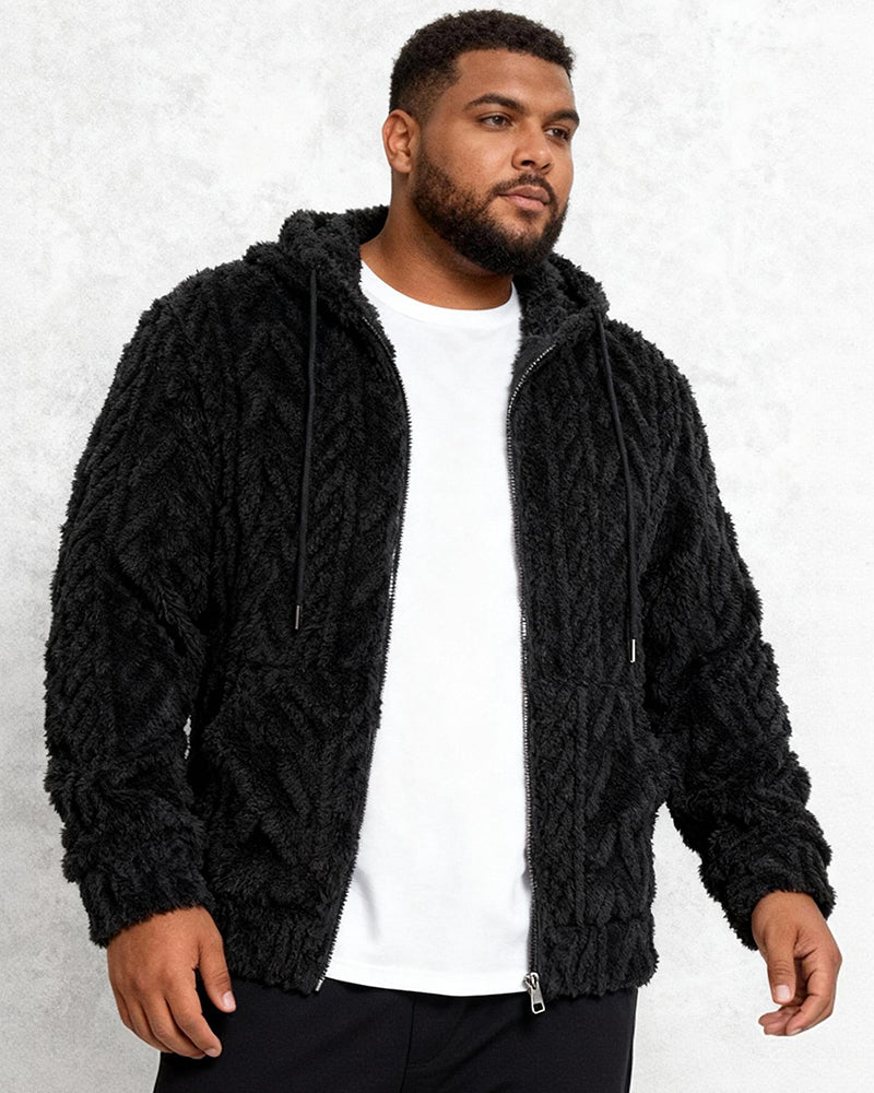 Big & Tall Men's Solid Color Mao Mao Twisted Hooded Jacket S-2XL