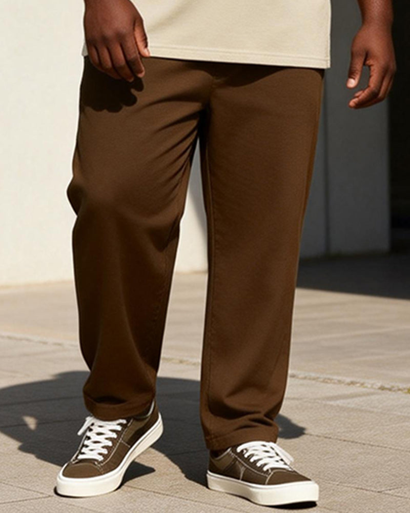 Big & Tall Men's Light Khaki Contrast Printed T-Shirt Pants Set